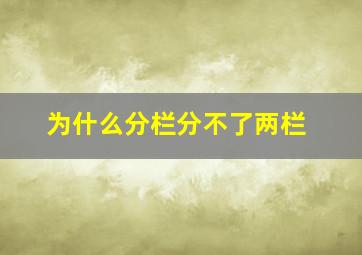 为什么分栏分不了两栏