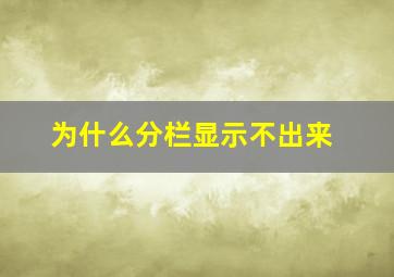 为什么分栏显示不出来