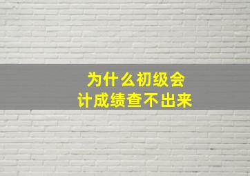 为什么初级会计成绩查不出来