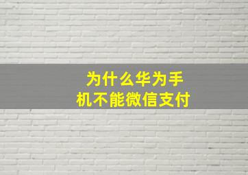 为什么华为手机不能微信支付