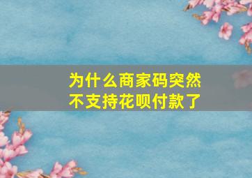 为什么商家码突然不支持花呗付款了