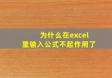 为什么在excel里输入公式不起作用了