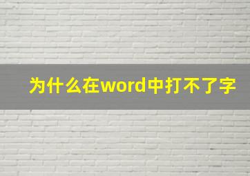 为什么在word中打不了字