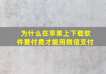 为什么在苹果上下载软件要付费才能用微信支付