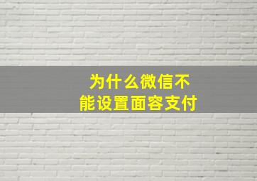 为什么微信不能设置面容支付