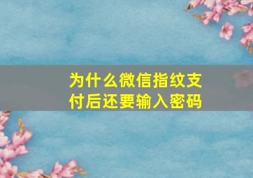 为什么微信指纹支付后还要输入密码