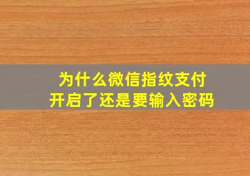 为什么微信指纹支付开启了还是要输入密码