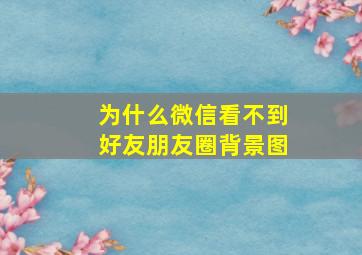 为什么微信看不到好友朋友圈背景图