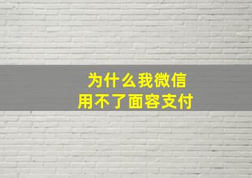 为什么我微信用不了面容支付