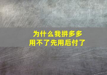 为什么我拼多多用不了先用后付了