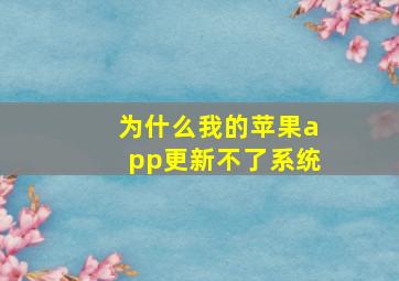 为什么我的苹果app更新不了系统