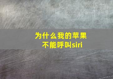 为什么我的苹果不能呼叫siri