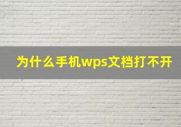 为什么手机wps文档打不开