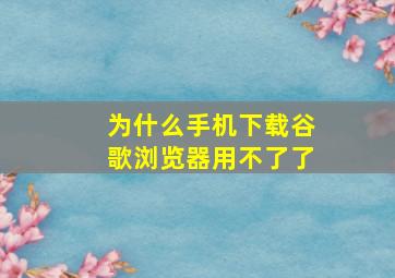 为什么手机下载谷歌浏览器用不了了