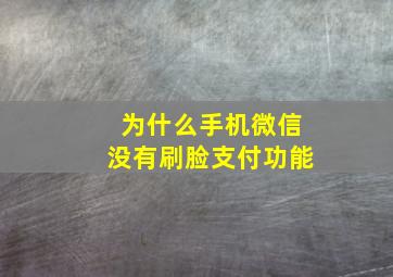 为什么手机微信没有刷脸支付功能