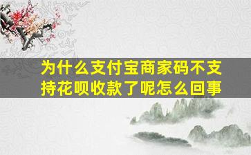 为什么支付宝商家码不支持花呗收款了呢怎么回事