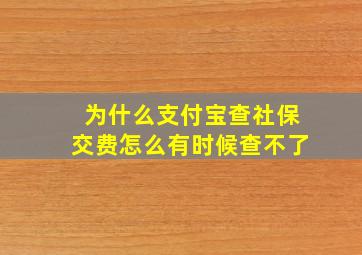 为什么支付宝查社保交费怎么有时候查不了