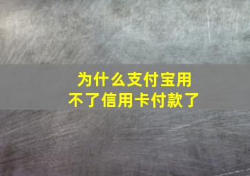 为什么支付宝用不了信用卡付款了