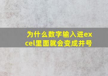 为什么数字输入进excel里面就会变成井号