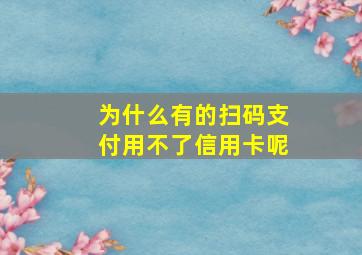 为什么有的扫码支付用不了信用卡呢