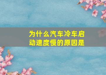 为什么汽车冷车启动速度慢的原因是