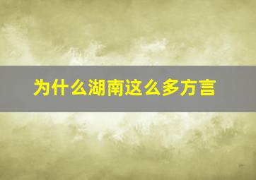 为什么湖南这么多方言