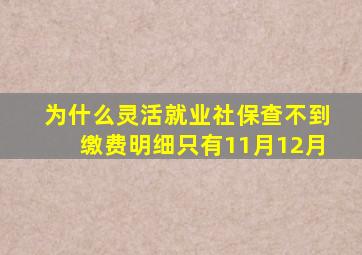 为什么灵活就业社保查不到缴费明细只有11月12月