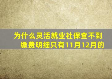 为什么灵活就业社保查不到缴费明细只有11月12月的