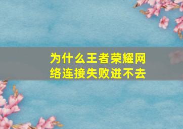 为什么王者荣耀网络连接失败进不去