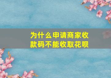 为什么申请商家收款码不能收取花呗