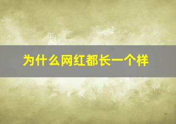 为什么网红都长一个样