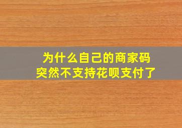 为什么自己的商家码突然不支持花呗支付了