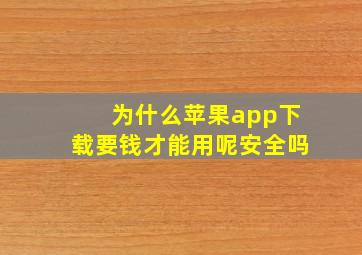 为什么苹果app下载要钱才能用呢安全吗