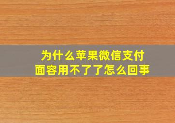 为什么苹果微信支付面容用不了了怎么回事