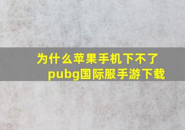 为什么苹果手机下不了pubg国际服手游下载