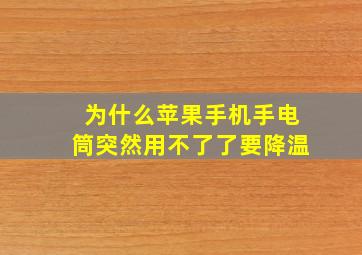 为什么苹果手机手电筒突然用不了了要降温