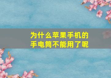 为什么苹果手机的手电筒不能用了呢