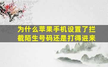 为什么苹果手机设置了拦截陌生号码还是打得进来