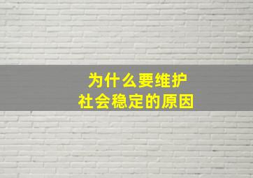 为什么要维护社会稳定的原因