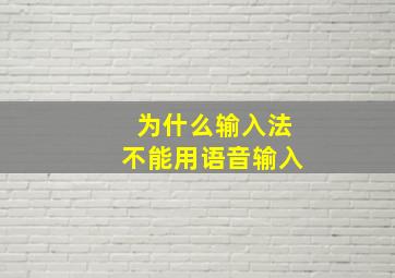 为什么输入法不能用语音输入