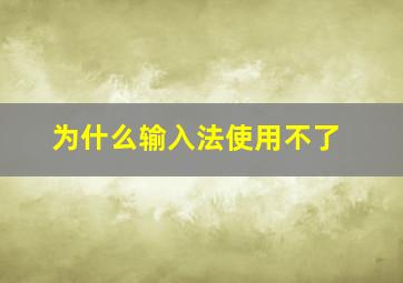 为什么输入法使用不了