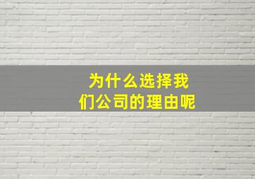 为什么选择我们公司的理由呢