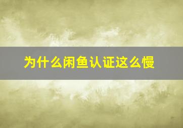 为什么闲鱼认证这么慢