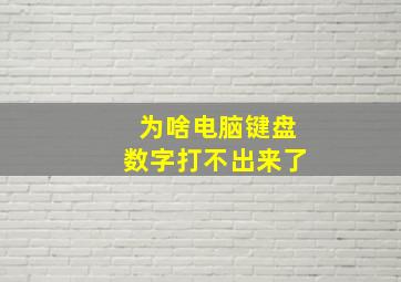 为啥电脑键盘数字打不出来了