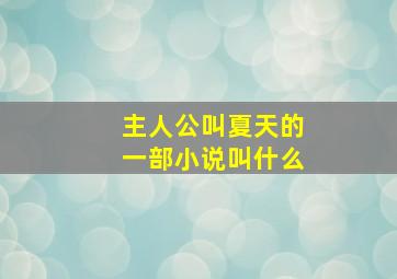 主人公叫夏天的一部小说叫什么