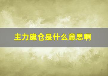 主力建仓是什么意思啊