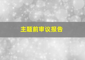 主题前审议报告