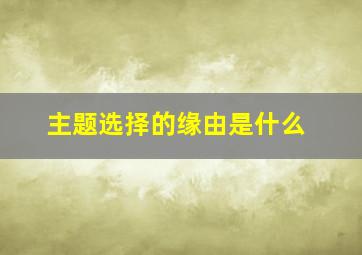 主题选择的缘由是什么