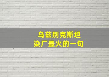 乌兹别克斯坦染厂最火的一句