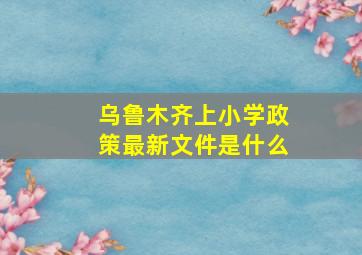 乌鲁木齐上小学政策最新文件是什么